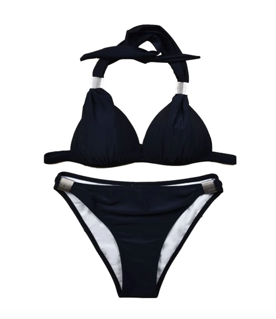 Black Brazilian Style Halter Triangle Bikini Set for Trans Women