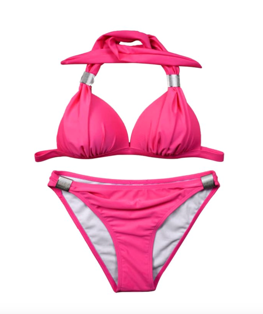 Pink Brazilian Style Halter Triangle Bikini Set for Trans Women