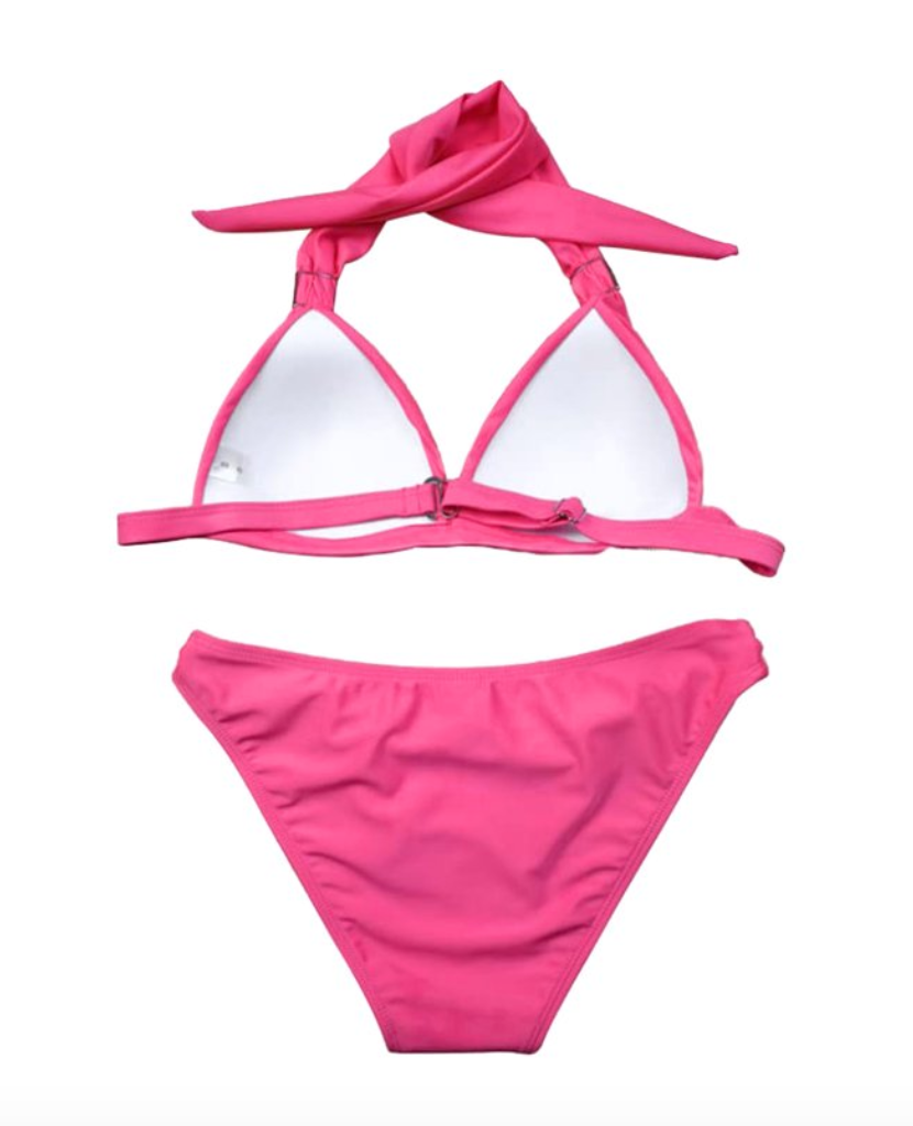 Pink Brazilian Style Halter Triangle Bikini Set for Trans Women